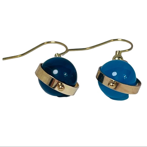 Blue crystal planet bead charm earrings NEW - Picture 4 of 5